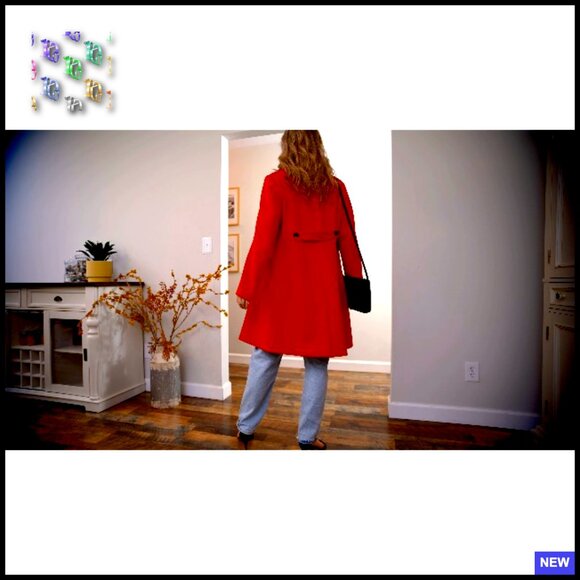 Wool Blend Pea Coat Notch Lapel Double Breasted Knee Length Winter Overcoat - Picture 7 of 7